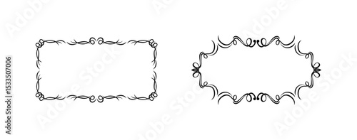 set of decorative rectangular frames and vintage ornament borders