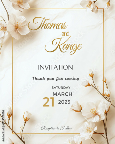 wedding invitation card with flowers