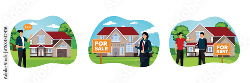 Real estate agency concept. House for sale. House for rent.