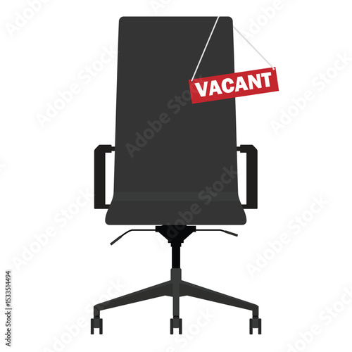 Job advertising concept. "We Are Hiring" banner empty office chair with sign vacant for job vacancy and recruitment