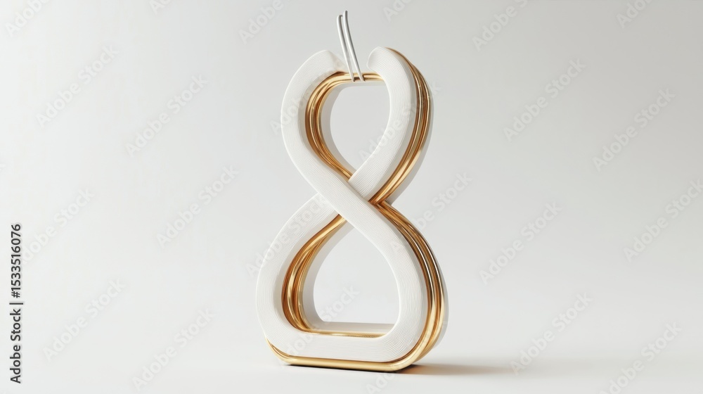 Obraz premium 3D render of a paperclip holder with fun sculpture design on white background