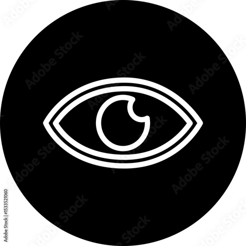 Eye (View) Vector Line White Circle Black Icon Design