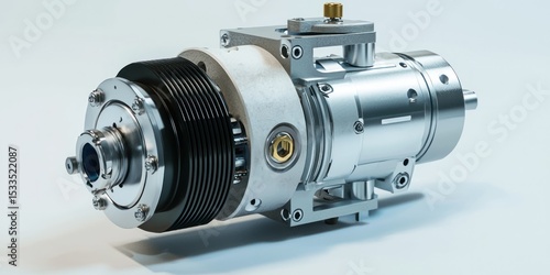 3D render of precision servo motor on white background