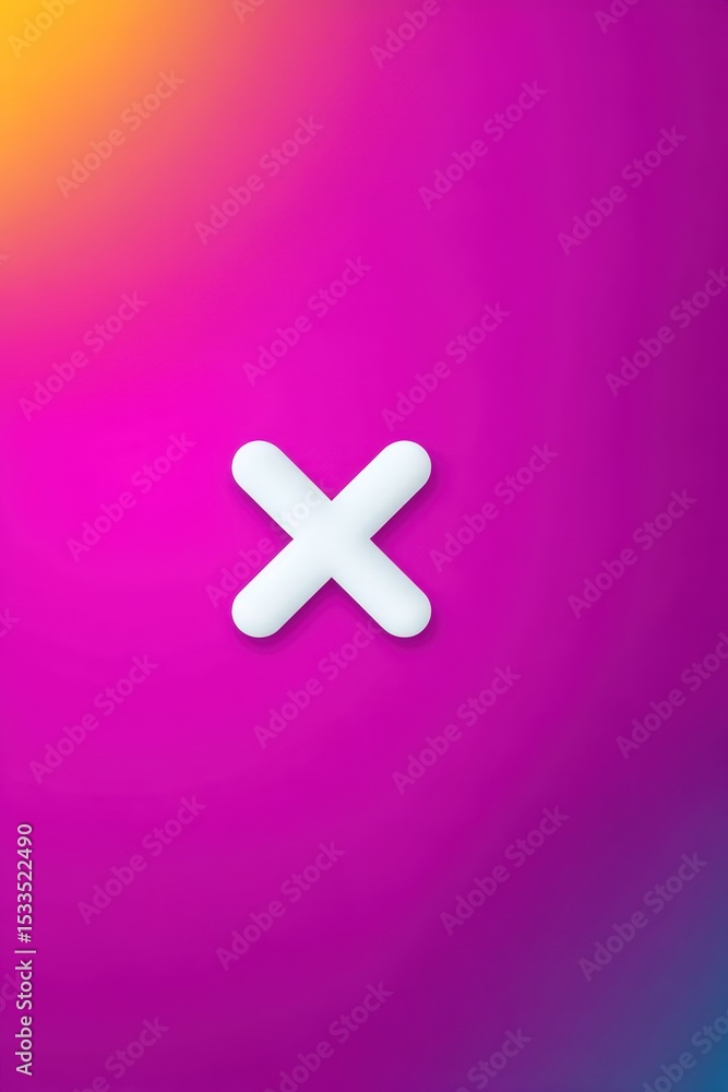 Fototapeta premium White X Symbol on a Pink Orange Yellow Gradient Background