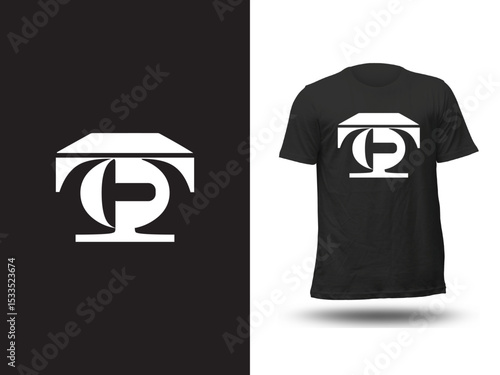 Black T-Shirt with Bold TP Logo – Stylish Custom Logo Tee for Modern Streetwear