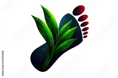 Footprint with leaves