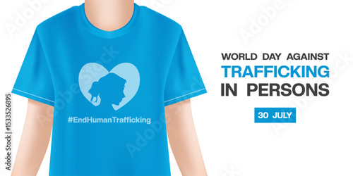 July 30 is World Day Against Trafficking In Persons. Human, women and heart. Great for posters, banners and social media. White background.
