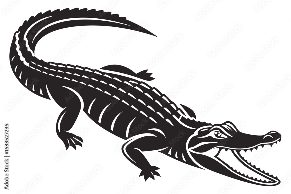 Naklejka premium alligator sihouette black vector