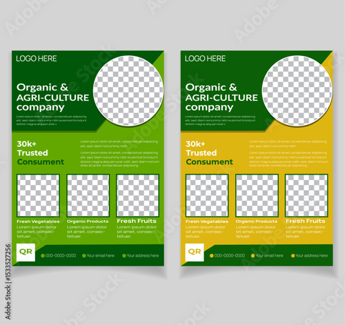 Agricultural business flyer template, magazine, cover, poster design. A4 size, Vector illustration.