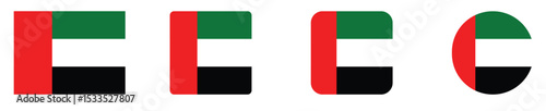 United Arab Emirates or UAE flag icon. UAE country Flags. 