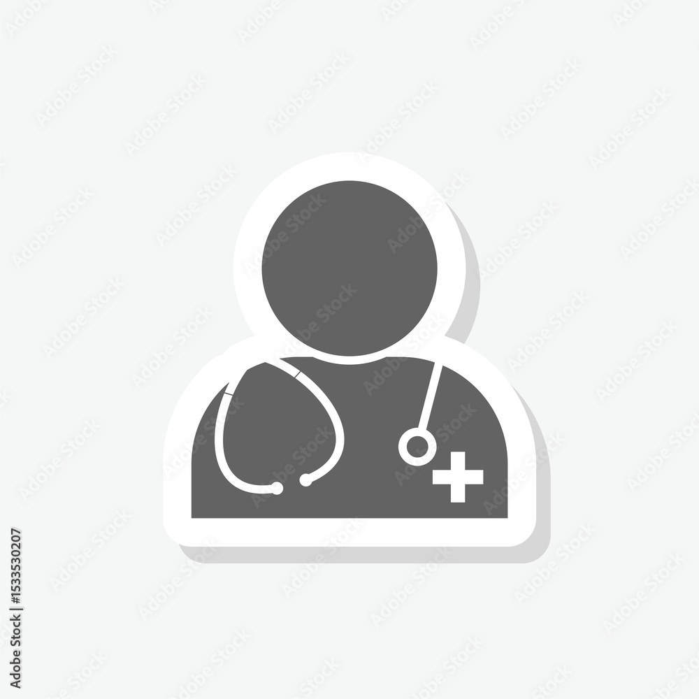Doctor icon sticker isolated on gray background Doctor icon sticker isolated on gray background