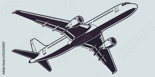 Monochromatic Airplane Ascending into the Sky A Low Angle Perspective of Flight and Travel Showcasing the Aircraft s Design and Power Against a Neutral Backdrop