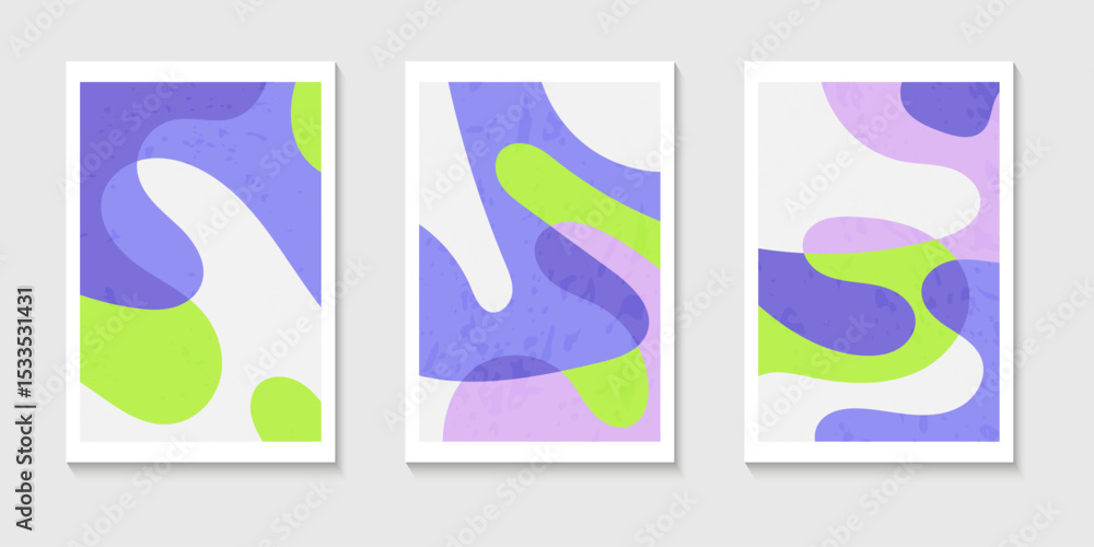 Set of abstract contemporary mid century posters with Abstract shapes. Design for wallpaper, background, wall decor, cover, print, card. Modern boho landscape minimalist art. Vector illustration. Set of abstract contemporary mid century posters with Abstract shapes. Design for wallpaper, background, wall decor, cover, print, card. Modern boho landscape minimalist art. Vector illustration.