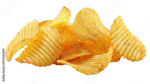  Ridged potato chips isolated on white background