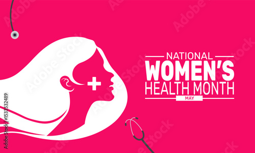 National Women's Health Month Vector Design with Silhouette and Plus Symbol"