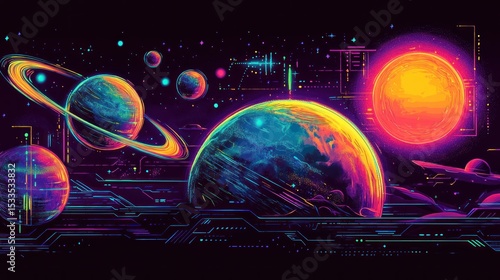 Colorful Cosmic Cityscape