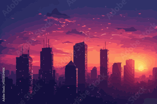 city at sunset