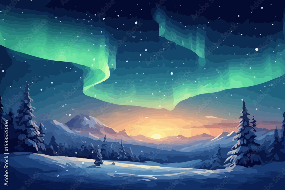 Fototapeta premium aurora when winter