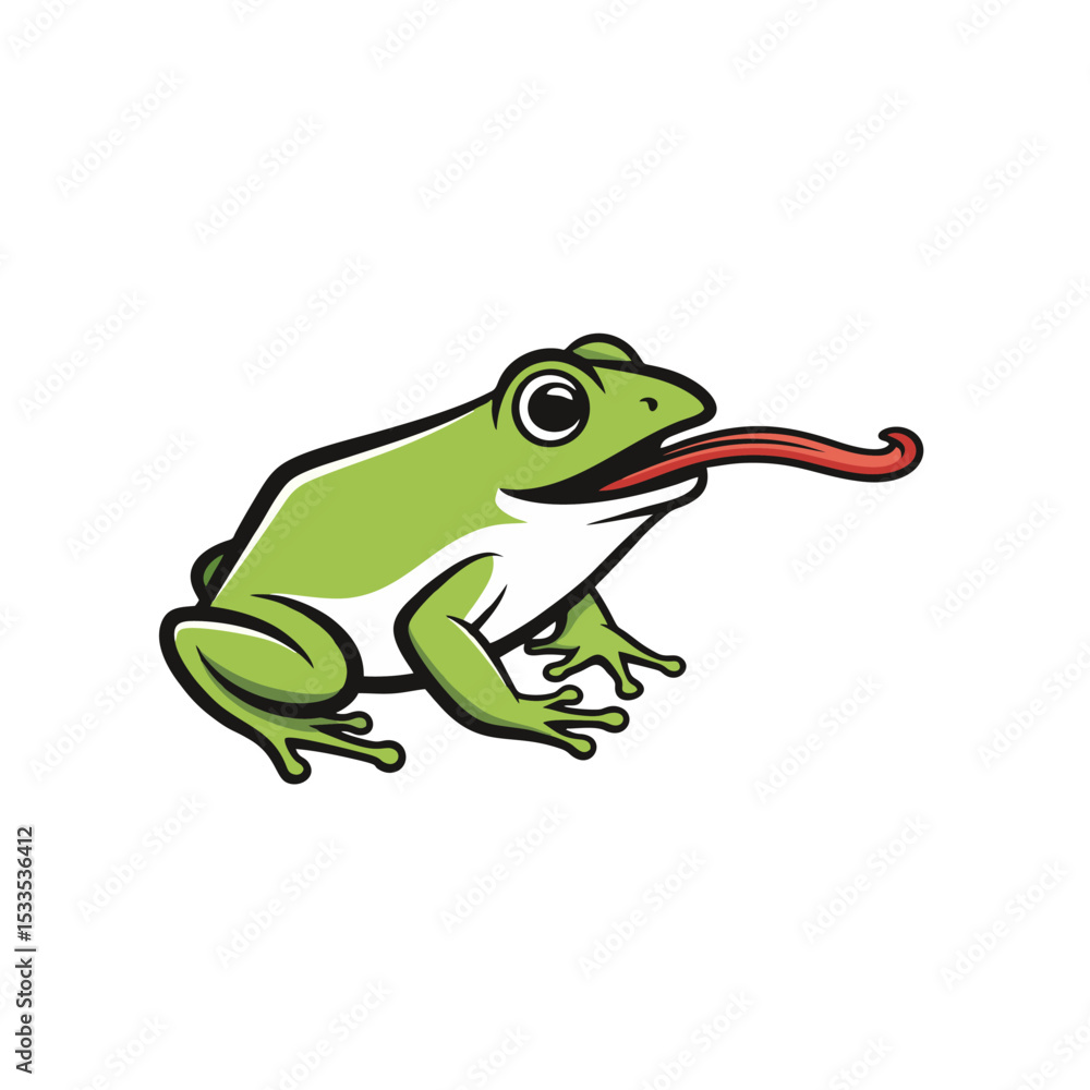 Obraz premium Funny Frog Logo, Frog Sticking Out Its Tongue