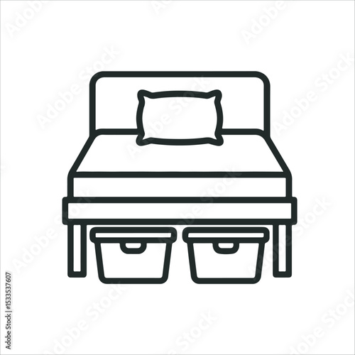 Bed Storage vector line art 