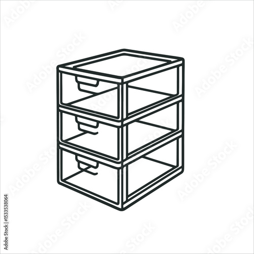  clear stackable storage drawers vector line art 