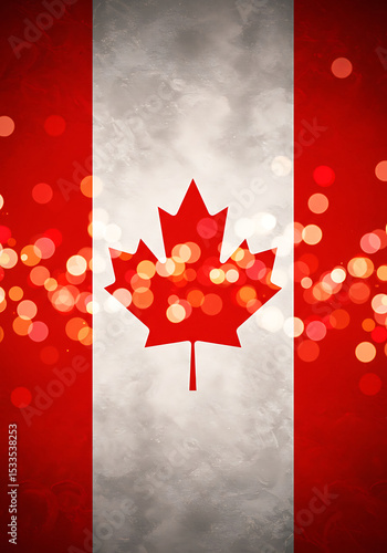 Festive Canadian Flag Bokeh Family Day, Canada Day, Work & Tourism Background