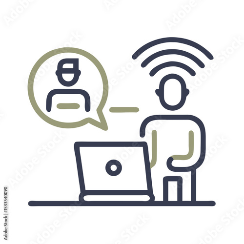 Remote Work From Home Icon for Telecommuting Guides, Digital Workplace Resources, Online Job Platforms and Flexible Employment Materials