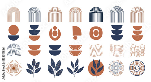 Collection of Minimalist Geometric Shapes and Organic Elements For Creative Design