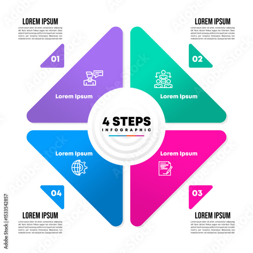 Square chart infographic template with 4 options for presentations. Vector illustration Eps