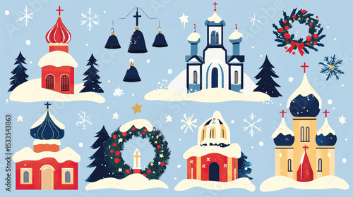 Festive Orthodox Church Icons for Christmas, Orthodox Christmas, Orthodox Christmas Celebration