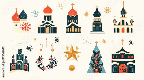 Festive Orthodox Church Icons for Christmas, Orthodox Christmas, Orthodox Christmas Celebration