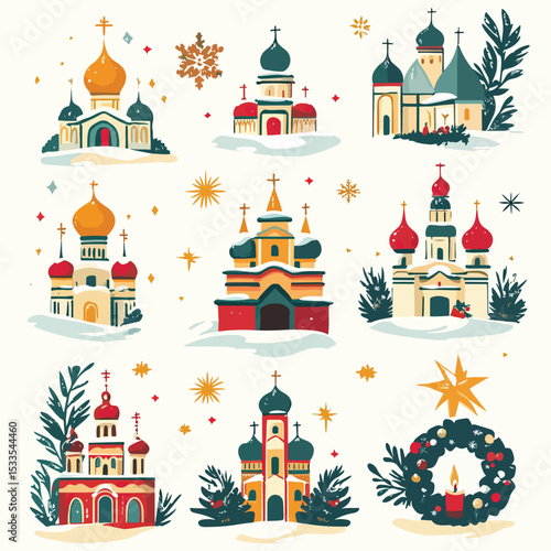 Festive Orthodox Church Icons for Christmas, Orthodox Christmas, Orthodox Christmas Celebration