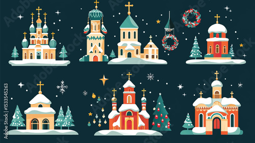 Festive Orthodox Church Icons for Christmas, Orthodox Christmas, Orthodox Christmas Celebration