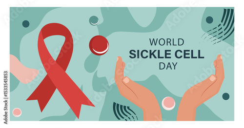 Visual World Sickle Cell Day Illustration with Blood Cells and DNA-04