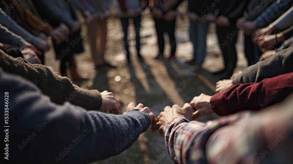 Diverse Group Hands Together in Unity and Support Diverse Group Hands Together in Unity and Support