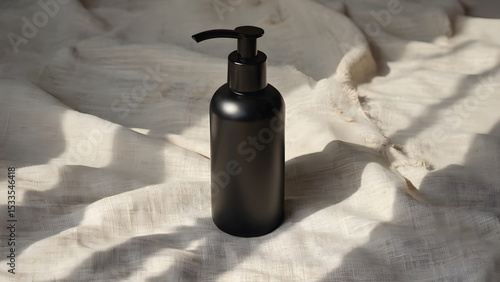 Standing pump bottle with clear vertical shadows