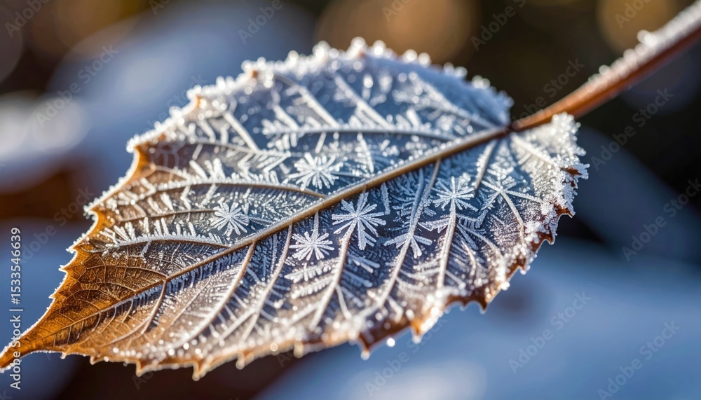 Naklejka premium Frozen leaf in winter