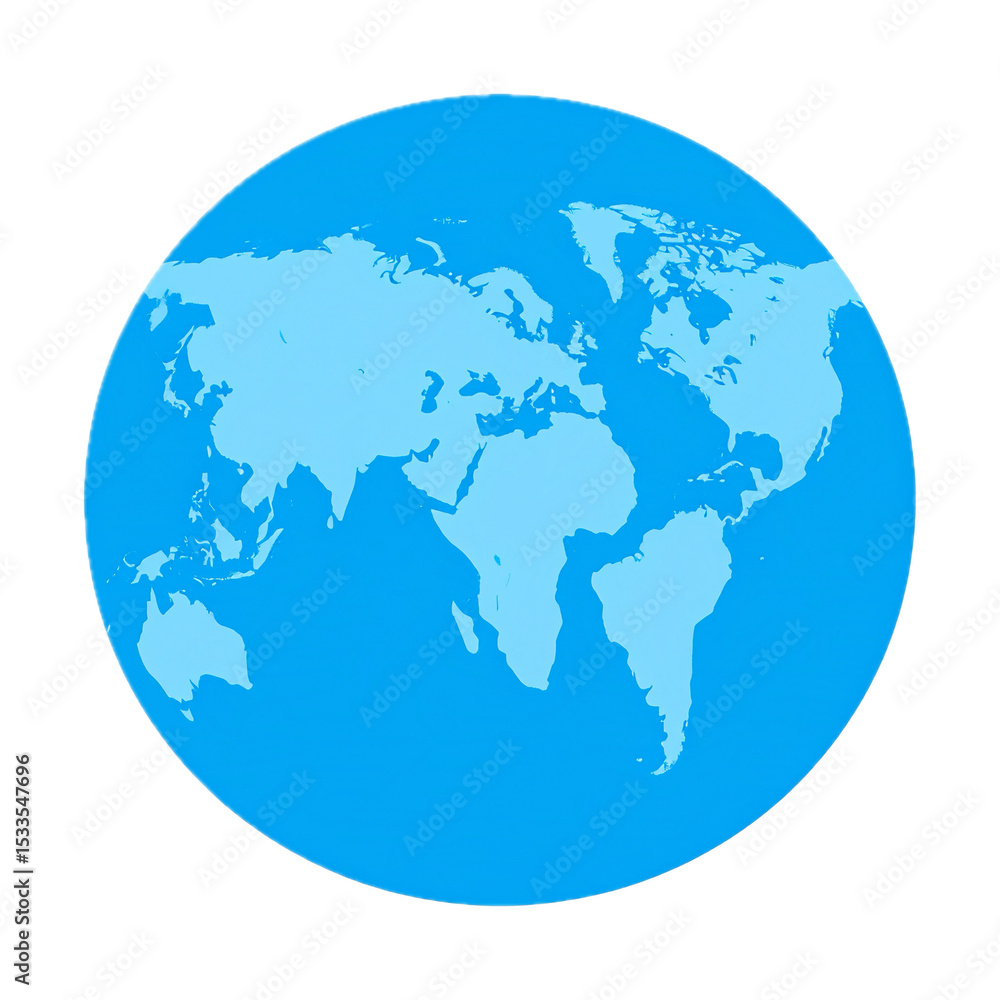 Naklejka premium Blue world map globe isolated on white background