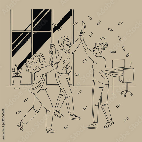 Happy Office Team Celebration Illustration