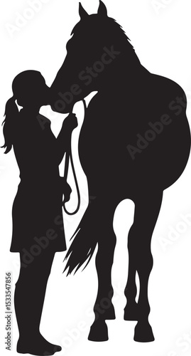 GIRL KISSING HORSE SILHOUETTE
