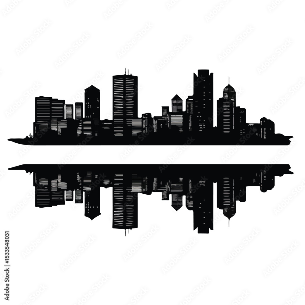 Fototapeta premium boston city skyline silhouette set, Black & White silhouette set