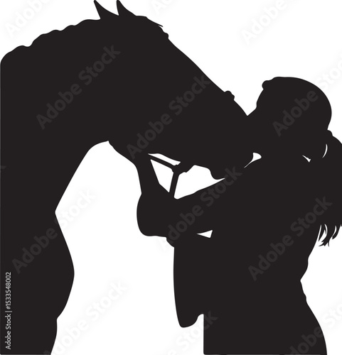 GIRL KISSING HORSE SILHOUETTE