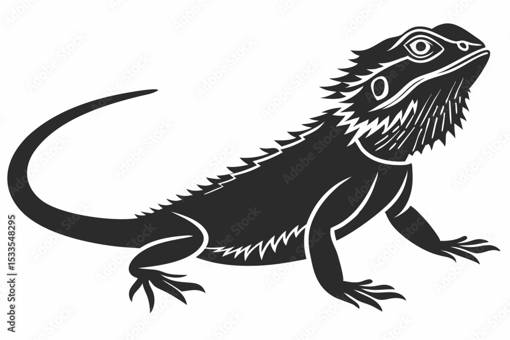 Fototapeta premium bearded dragon sihouette black vector 