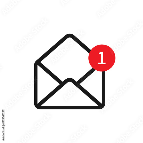 E-mail envelop icon with notification popup indicating unread messages, Mail alert sign template