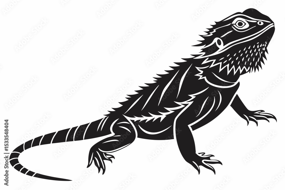 Obraz premium bearded dragon sihouette black vector 