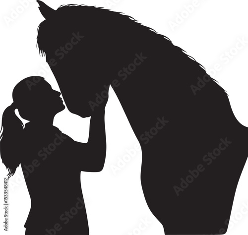 GIRL KISSING HORSE SILHOUETTE