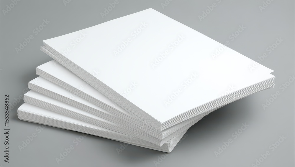 Stack of blank white books on gray surface Stack of blank white books on gray surface