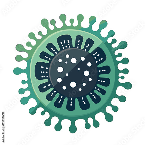 Detailed Illustration of a Coronavirus Cell Structure with Spikes and Viral Components, Scientific Representation