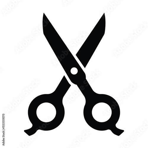 Black and White Scissors Icon Illustration for Hairdressing and Crafting Services