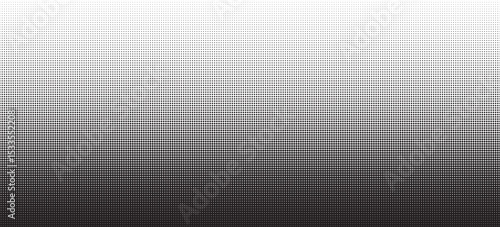 Dotted halftone gradient seamless border. Vector screentone raster effect backdrop. Black fading polka dot bg. Dots gradation repeat pattern. Comic pop art background monochrome overlay wallpaper